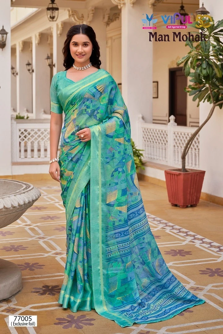 Vipul Man Mohak Chiffon Wholesale Fancy Sarees Catalog — Wholesale Sarees, MPA wholesale from Surat — view 12